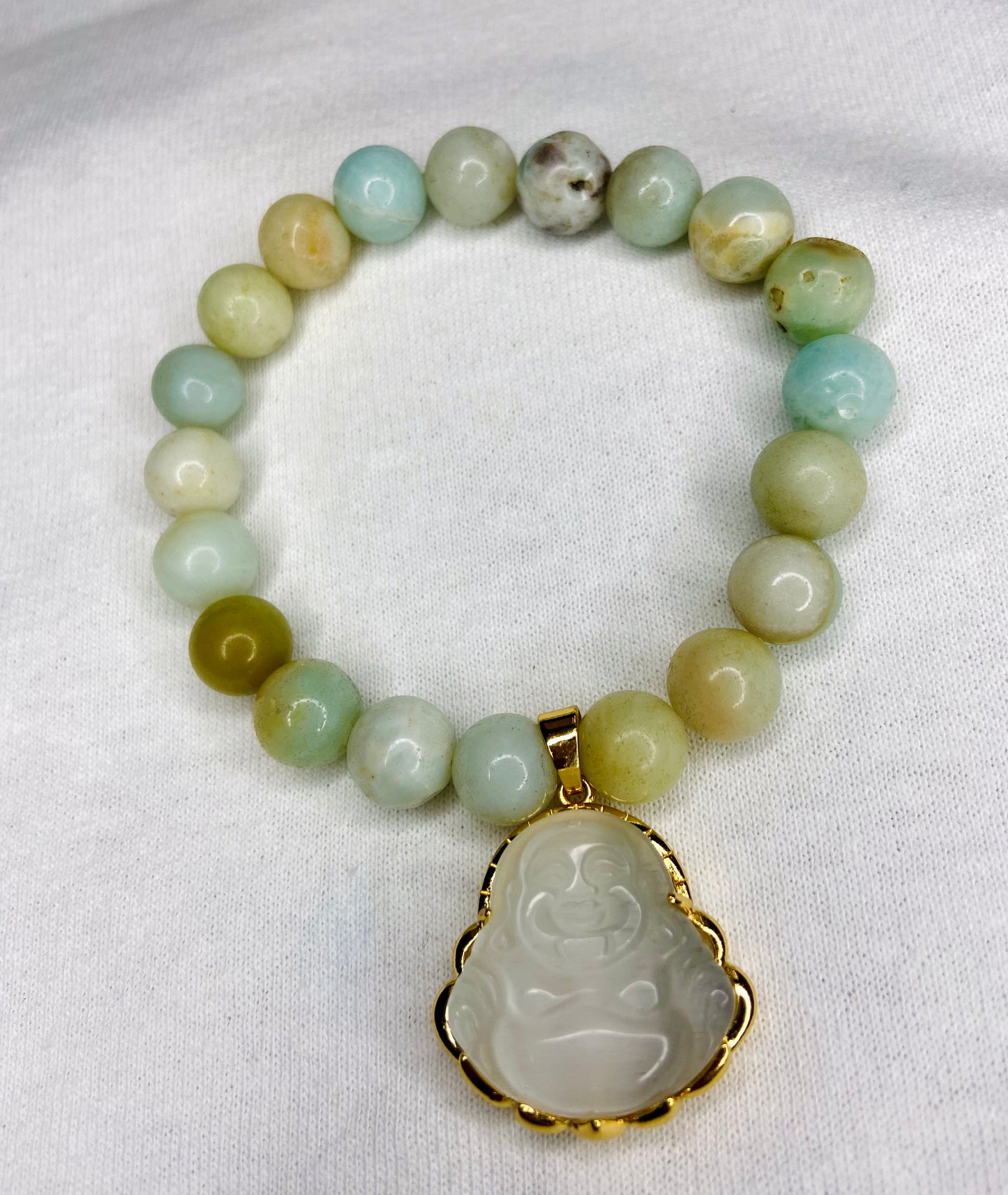 Amazonite & Clear Quartz Buddha